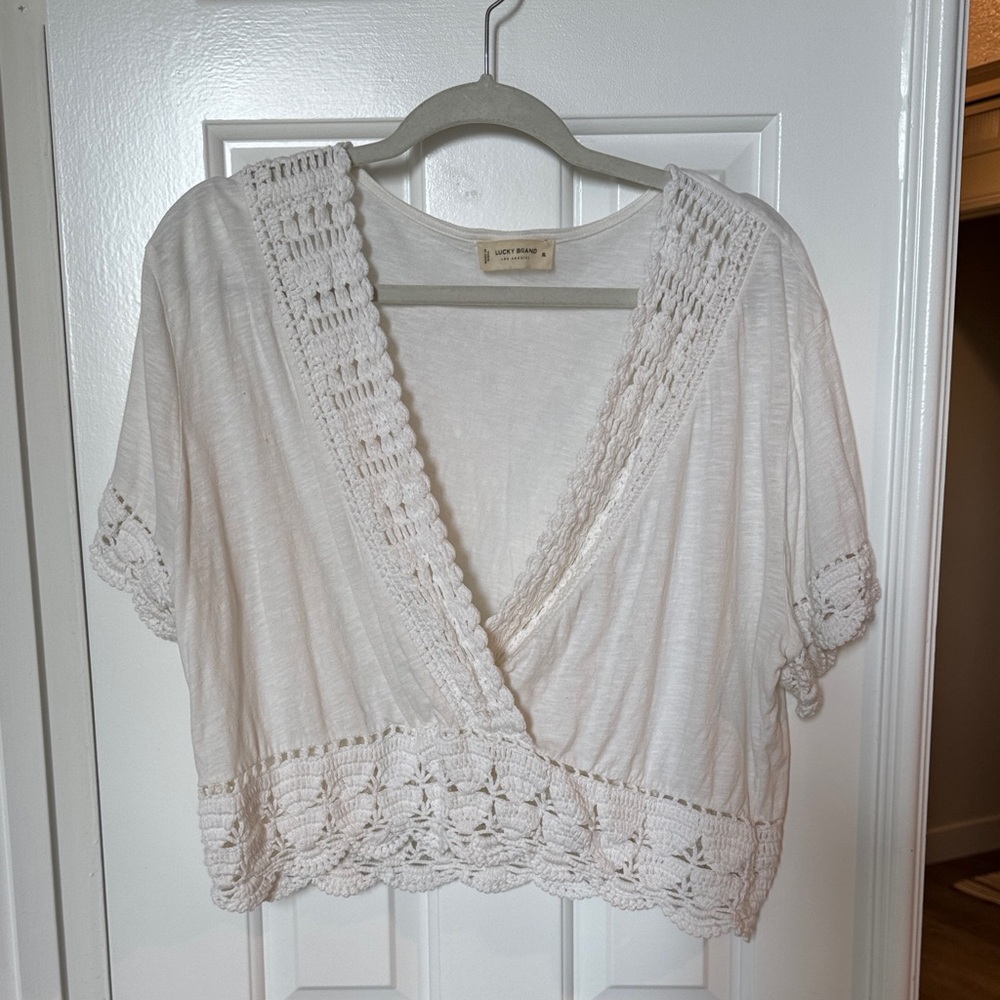 Lucky Brand White Crochet Crop Top
